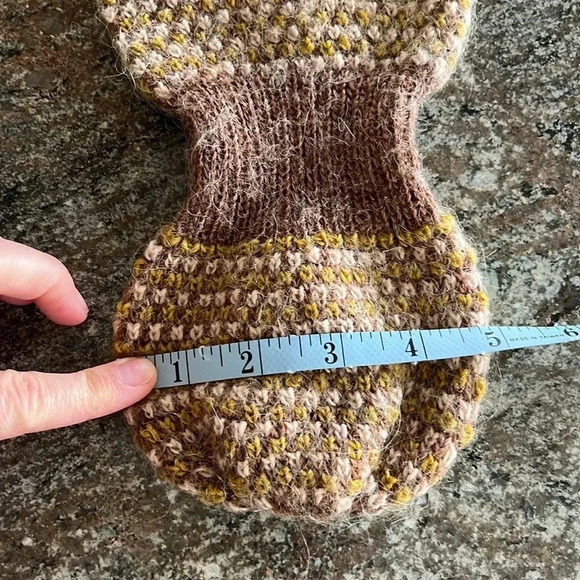 Alpaca Wool Blend Keyhole Scarf Soft Vintage Inspired Brown Mustard Neutral - Picture 4 of 6